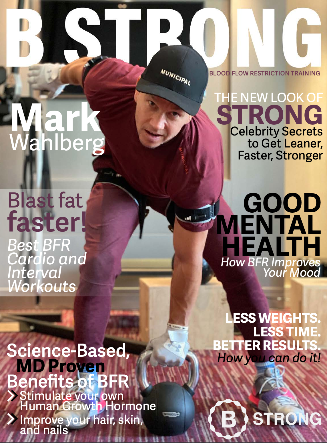 Mark Wahlberg using B Strong blood flow restriction (BFR) bands